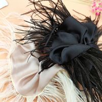 New Feather Large Hair Band Furry Hair Rope Wide Edge Solid Color main image 3