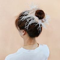New Feather Large Hair Band Furry Hair Rope Wide Edge Solid Color main image 4
