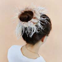 New Feather Large Hair Band Furry Hair Rope Wide Edge Solid Color main image 1