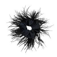 New Feather Large Hair Band Furry Hair Rope Wide Edge Solid Color main image 6