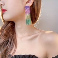 Fashion Alloy Rhinestone Gradient Color Earrings Daily Unset Drop Earrings main image 5