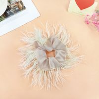 New Feather Large Hair Band Furry Hair Rope Wide Edge Solid Color sku image 1