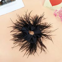 New Feather Large Hair Band Furry Hair Rope Wide Edge Solid Color sku image 2
