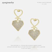 Fashion Gold-plated Zircon Heart-shaped Earrings sku image 1