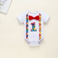 Summer Infant Digital Printing Short Sleeved Suspender Children's Set main image 3