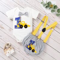 Summer Infant Digital Printing Short Sleeved Suspender Children's Set sku image 3
