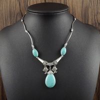 Tibet Nepal Ethnic Handmade Ornament  Turquoise Sliver Plated Necklace main image 3