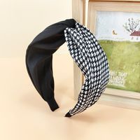 Houndstooth Headband New Fabric Craft Cross Color Matching Headband Simple Ethnic Style Personalized Out Face Washing Hair Pressing Headwear sku image 2