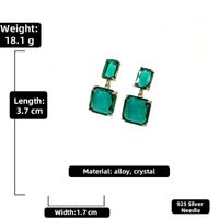 Pendientes Geométricos De Aleación Cuadrada De Cristal Verde Retro Para Mujer Al Por Mayor sku image 2