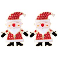European And American Christmas Day Alloy Diamond-studded Santa Claus Creative Shiny Earrings sku image 2