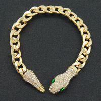 European And American Cuban Chain Short Full Rhinestone Snake Head Magnetic Buckle Necklace Clavicle Chain sku image 1