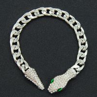 European And American Cuban Chain Short Full Rhinestone Snake Head Magnetic Buckle Necklace Clavicle Chain sku image 2