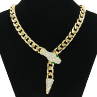 European And American Cuban Chain Short Full Rhinestone Snake Head Magnetic Buckle Necklace Clavicle Chain sku image 7