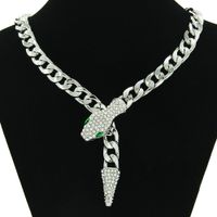 European And American Cuban Chain Short Full Rhinestone Snake Head Magnetic Buckle Necklace Clavicle Chain sku image 8