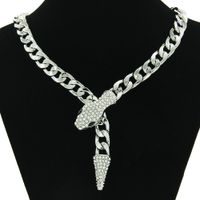 European And American Cuban Chain Short Full Rhinestone Snake Head Magnetic Buckle Necklace Clavicle Chain sku image 6