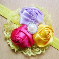 Fashion Cute Flower Rose Bud Silk Baby Hair Band Hair Accessories main image 9