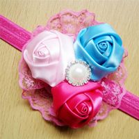 Fashion Cute Flower Rose Bud Silk Baby Hair Band Hair Accessories sku image 12