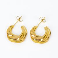 Simple Fashion Solid Color Twisted Geometric Copper Earrings Whoesale sku image 2