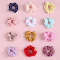 Handmade Cute Fabric Hairy Solid Color Children's Hair Ring Hair Accessories main image 1