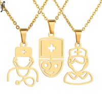 Titanium&stainless Steel Simple Geometric Necklace  (stethoscope Doctor Steel Color)  Fine Jewelry Nhhf1299-stethoscope-doctor-steel-color sku image 1