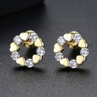 Jinse Aurora Amour Boucles D'oreilles Coeur Affectueux De Zircon Femmes Boucles D'oreilles Coréenne Style Simple Zircon Boucles D'oreilles En Gros sku image 2