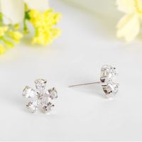 Womens Floral Electroplated Copper With Aaa Zircons Delicate Small Earrings Tm190423118864 sku image 4