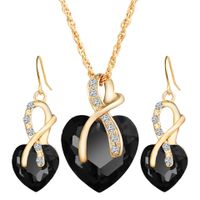 Commerce Extérieur Européen Et Américain De Mariage Dîner En Forme De Coeur Artificielle Cristal Autrichien Zircon Boucles D'oreilles Collier Ensemble De Bijoux Pour Les Femmes sku image 5