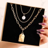 Fashion Alloy Multilayer Pearl Embossed Face Necklace Wholesale sku image 1