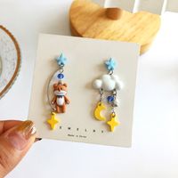 Cartoon Small Animal Earrings Cute Cloud Asymmetric Tassel Earrings sku image 4