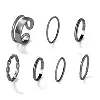 Simple Fashion Geometric Solid Color Twist Chain Seven-piece Ring Set sku image 3