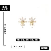 Pearl Crystal Rhinestone Flower Earrings Ins Fashion Earrings sku image 2