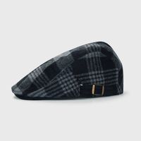 Retro American Peaked Cap Autumn And Winter Woolen Plaid Beret British Fashion Casual Newsboy Hat sku image 1