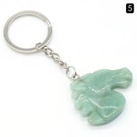 Natural Crystal Stone Horse Head Keychain Agate Stone Carved Animal Pendant sku image 11