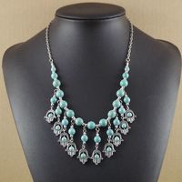 Vintage Ethnic Style Handmade Silver Turquoise Tassel Necklace main image 1