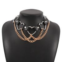 Simple Hip-hop Punk Exaggerated Metal Texture Pu Heart Shaped Necklace sku image 2