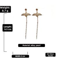 Fashion Pearl Heart Wings Long Tassel Earrings European And American Earrings Women Wholesale sku image 3