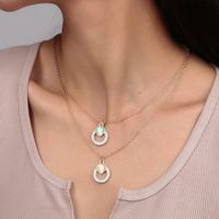 Fashion Hollow Circle Inlaid Heart Crystal Pendant Double Layer Necklace main image 2