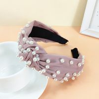 New Retro Pearl Knotted Hairband Simple Wide-brimmed Hair Accessories sku image 8