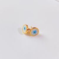 Fashion Trend New Titanium Steel Gold Simple Eye Shape Earrings sku image 1