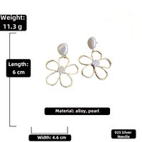 Flower Inlaid Pearls Alloy Artificial Gemstones Earrings sku image 2
