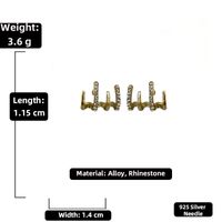 Einfache M-förmige Geometrische Ohrstecker Aus Metall Mit Eingelegten Strasssteinen Im Großhandel sku image 3