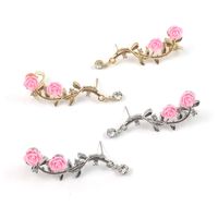 Mode Creative Feuille Rose Motif Boucles D'oreilles Ornement main image 3