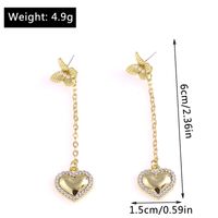 Fashion New Style Heart Pendant Butterfly Tassel Pendant Inlaid Rhinestone Earrings main image 3