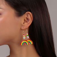 Nette Stsyle Regenbogen Perle Anhänger Halskette Ohrringe Set main image 2
