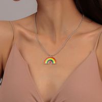 Cute Stsyle Rainbow Bead Pendant Necklace Earrings Set main image 3