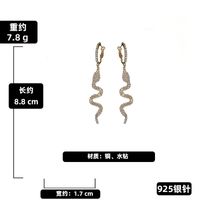 Fashion Exaggerated Rhinestone Snake-shaped Long Copper Earrings Wholesale sku image 2