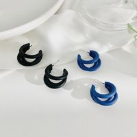Ohrringe Aus Farb Kreis Im Koreanischen Stil, Drei Schicht Ige Halbe Ring Legierung, Ohrringe main image 3