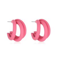 Korean Style Candy Color Circle Earrings Geometric Three-layer Half Ring Alloy Earrings main image 4
