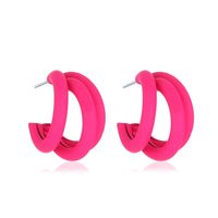 Korean Style Candy Color Circle Earrings Geometric Three-layer Half Ring Alloy Earrings sku image 6