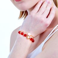 Fashion Freshwater Pearl Copper Electroplated 18k Gold Double Layer Bracelet main image 1